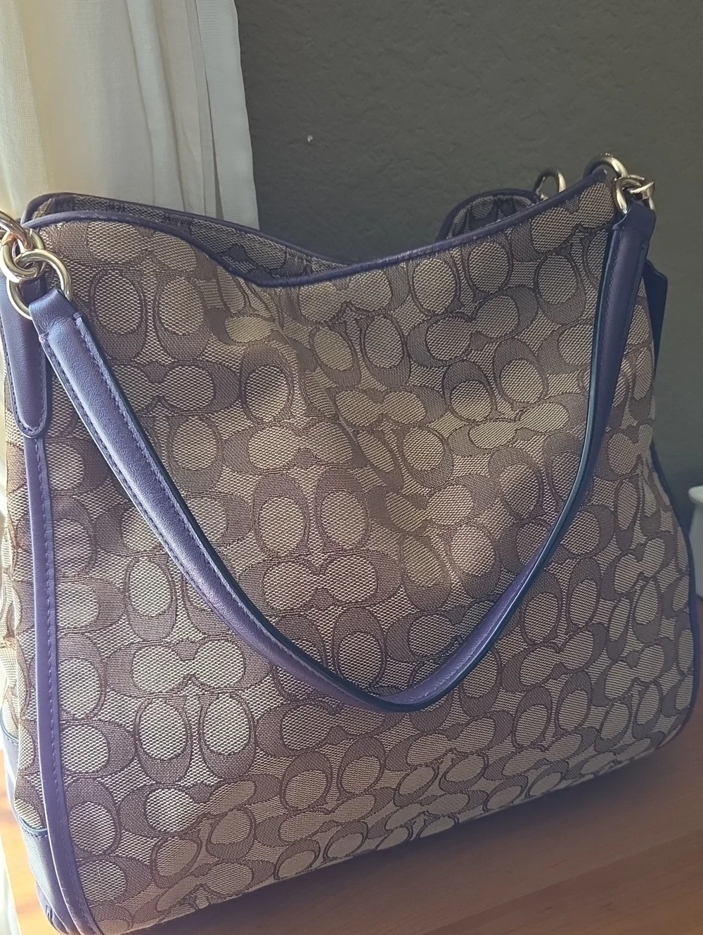 Coach Phoebe RARE Monogram Shoulder Bag Brown And Purple